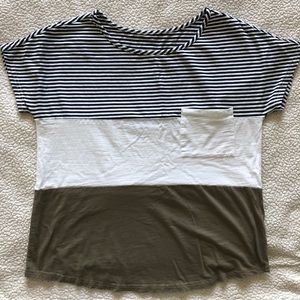 White, green, and striped T-Shirt